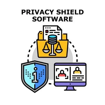 Privacy shield software protecting personal data イラスト素材
