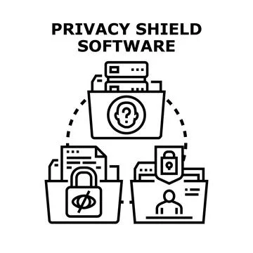 Privacy shield software protecting personal digital data Stock Illustration