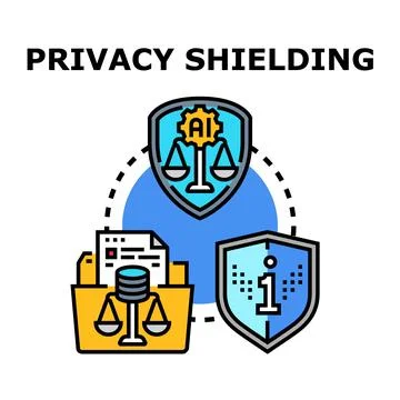 Privacy shielding concept protecting data and information Stock Illustration