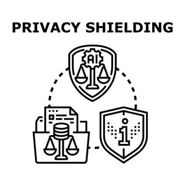 Privacy shielding concept protecting data and information Stock Illustration