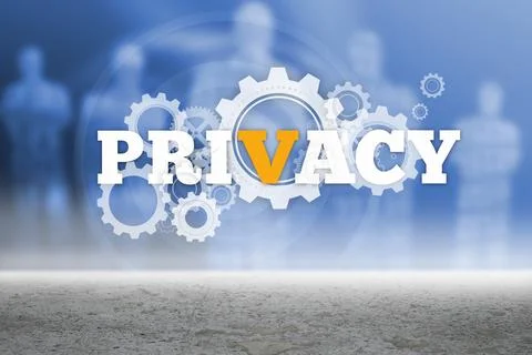 Privacy text with cogs and wheels Stock Illustration