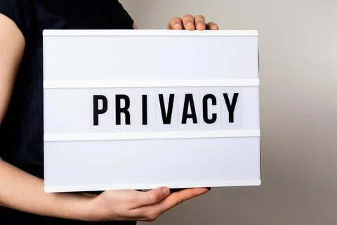 PRIVACY. Text in light box. Security, data and laws concept Stock Photos