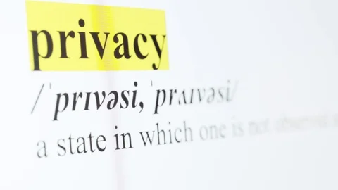 Privacy Text Macro Shot Highlighted in Yellow Color On Computer Screen Stock Footage 123224403