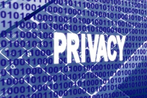 Privacy text over binary code Stock Illustration