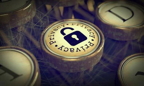 Privacy Typewriter Key. Grunge Background. Stock Illustration