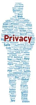 Privacy word cloud shape Stock Illustration