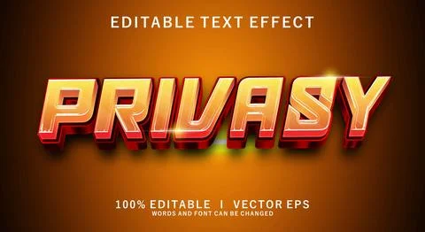 Privasy 3d vector text effect with modern style design Stock Illustration