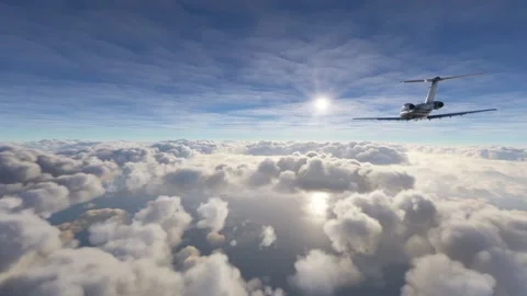 Private airplane flying over clouds Stock Footage 159680142