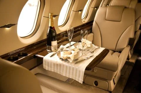 Private airplane interior Stock Photos