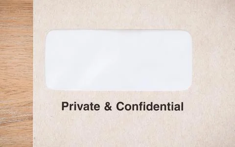 Private and confidential window envelope template, UK Stock Photos