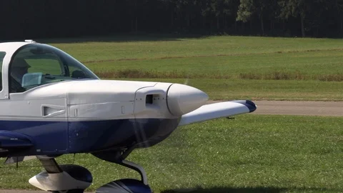 Private antique plane getting ready for launch Stock Footage 95208804