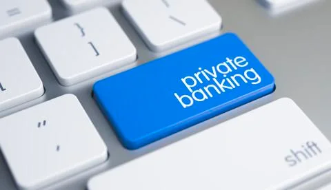 Private Banking - Message on Blue Keyboard Button. 3D. Stock Illustration