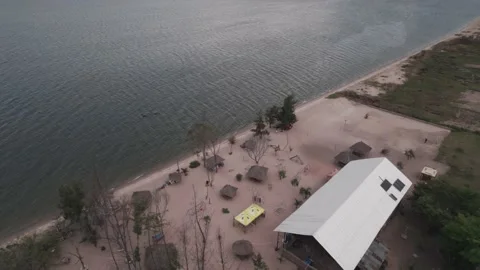 Private beach bar located next to Lake Victoria Stock Footage 230080055