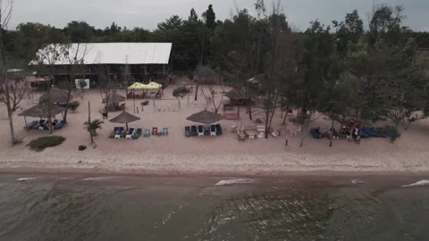Private beach bar located next to Lake Victoria Stock Footage 230080083