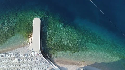 Private Beach With Crystal Clear Water, Turquoise Ocean Sea, Dubrovnik, Croatia Stock Footage 253076479
