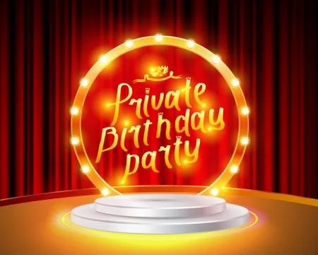 Private birthday party Brush Script Style Hand lettering. Illustrazione stock