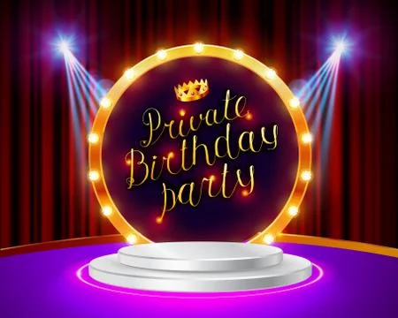 Private birthday party Brush Script Style Hand lettering. Stock Illustration