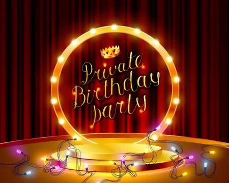 Private birthday party Brush Script Style Hand lettering. Stock Illustration