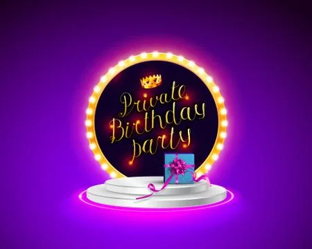 Private birthday party Brush Script Style Hand lettering. Stock Illustration