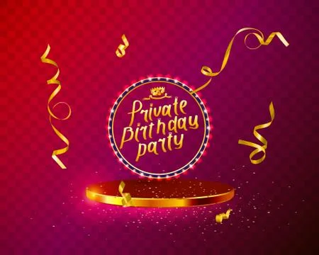 Private birthday party Brush Script Style Hand lettering. Stock Illustration