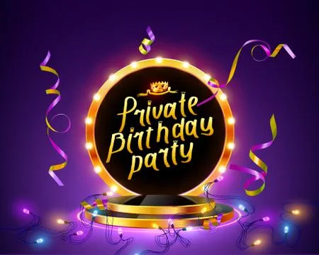 Private birthday party Brush Script Style Hand lettering. Stock Illustration