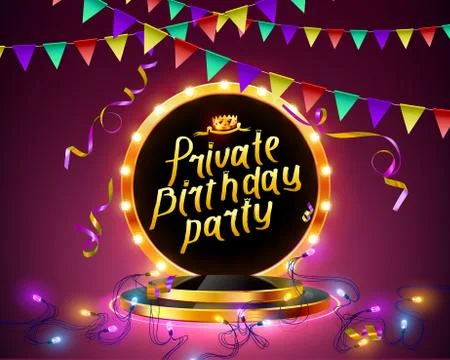 Private birthday party Brush Script Style Hand lettering. Stock Illustration