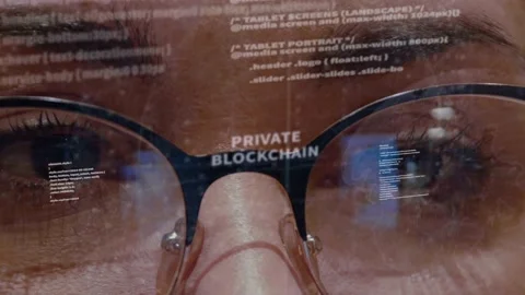 Private Blockchain text on background of developer Видео 151835849