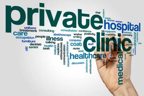 Private clinic word cloud concept Stock Illustration