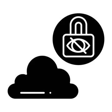 Private Cloud Glyph Icon Illustrazione stock