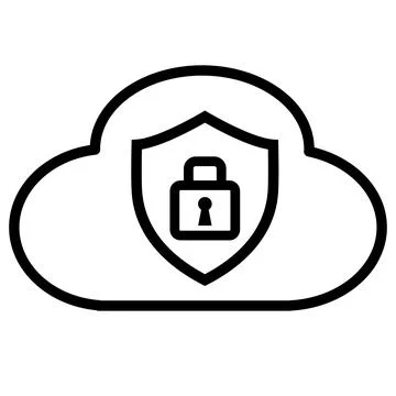 Private cloud icon. Cloud protection sign. Secure cloud storage and encrypt Stock Illustration