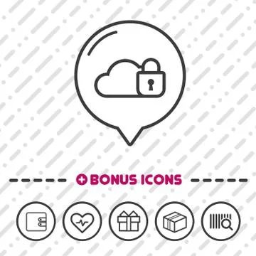 Private Cloud icon. Cloud Secure symbol. Stock Illustration