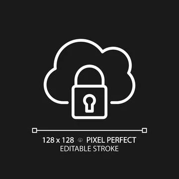 Private cloud pixel perfect white linear icon for dark theme Stock Illustration