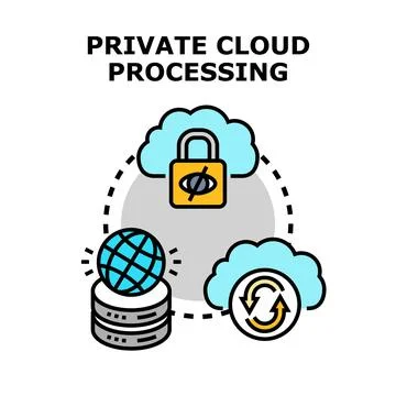 Private cloud processing infrastructure security concept Stock Illustration
