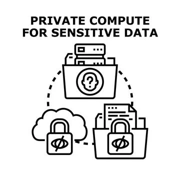 Private computing for sensitive data and anonymizing information Stock Illustration