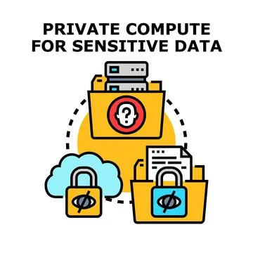 Private computing for sensitive data and anonymizing information Stock Illustration