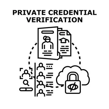 Private credential verification securing personal data access Stock Illustration