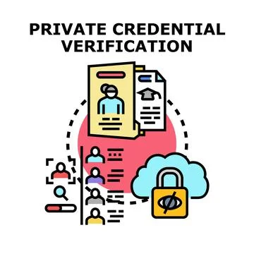 Private credential verification securing personal data access Stock Illustration