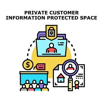 Private customer information protected data space concept 库存插图