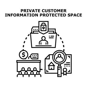 Private customer information protected data space concept Stock Illustration