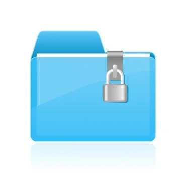 Private cyan folder with lock icon Stock Illustration