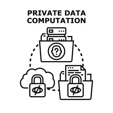 Private data computation concept protecting personal privacy information Stock Illustration