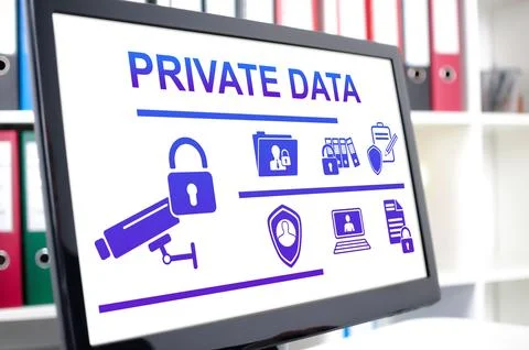 Private data concept on a computer screen Foto stock