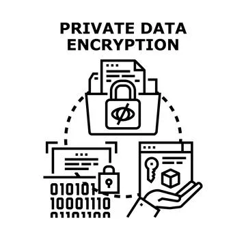 Private data encryption and cybersecurity protecting information 库存插图
