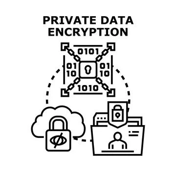 Private data encryption and cybersecurity protection concept イラスト素材