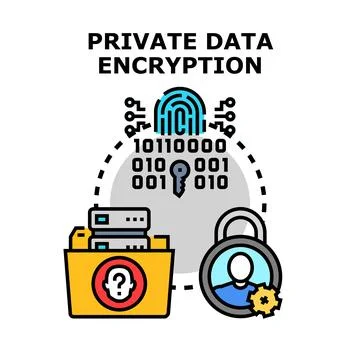 Private data encryption and cybersecurity protecting information 库存插图