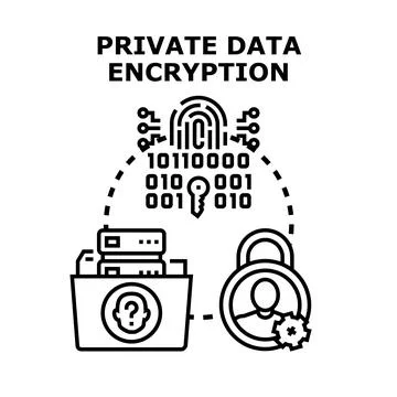 Private data encryption and cybersecurity protecting information Stock Illustration