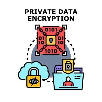 Private data encryption and cybersecurity protection concept Stock Illustration