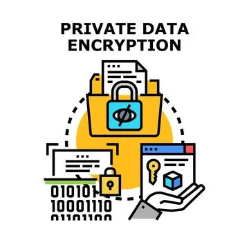 Private data encryption and cybersecurity protecting information Stock Illustration