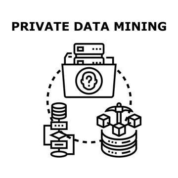 Private data mining process extracting confidential information Stock Illustration