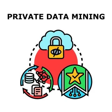 Private data mining protecting personal information concept Stock Illustration